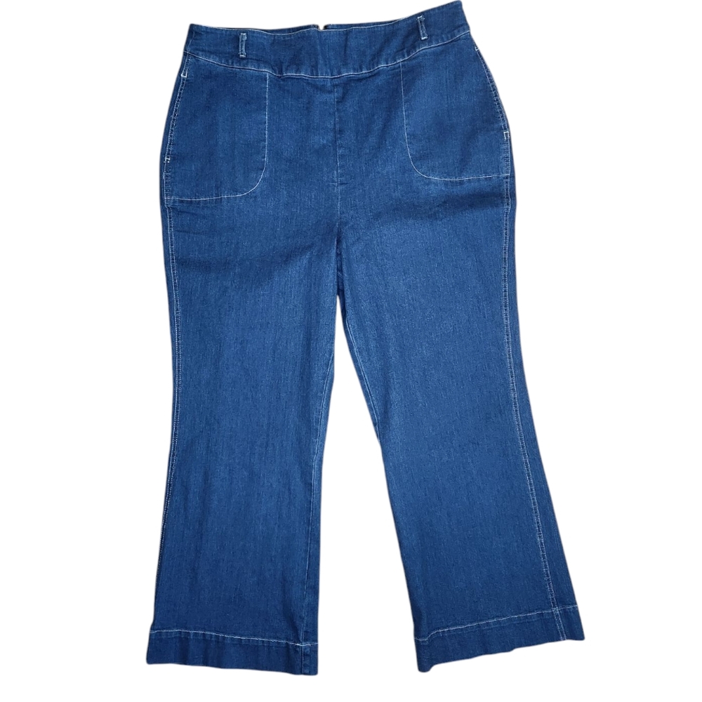 ModCloth Daydream Wide Leg Flare Jeans 16 Zip Back Retro Stylish
